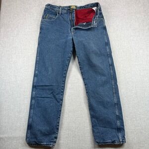 Cabelas Fleece Lined Denim Jeans Men 34x31 Medium Wash Heavy Utility Workwear